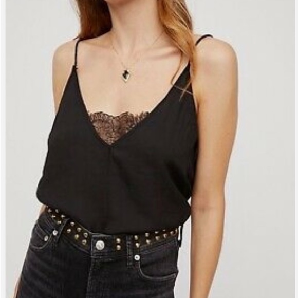 Free People XS(fits loose) Black Silk Lace Adjustable Top - Picture 4 of 14